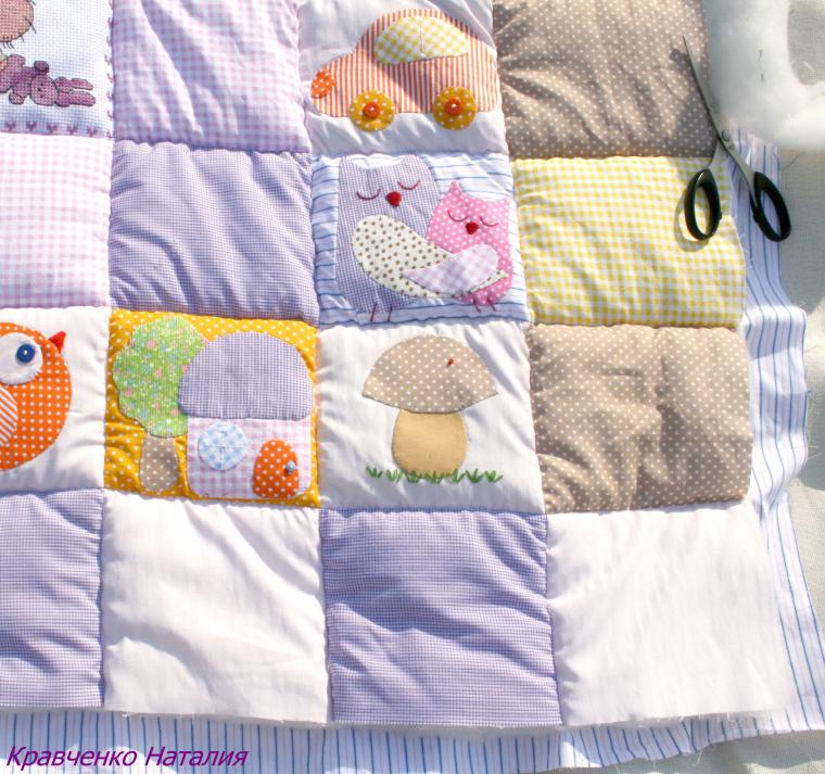 Мастер-класс: детское развивающее одеяло-панно с вышивкой и аппликацией, фото № 28