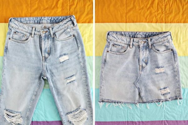 Как из старых джинс сделать юбку своими руками