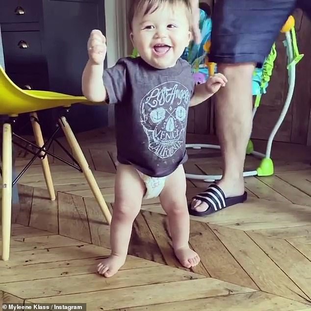 So cute! Myleene Klass has shared an adorable video of the moment her 11-month-old son Apollo took his first steps on Tuesday