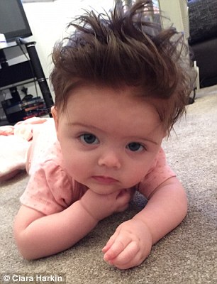 Ivy-Rose McLaughlin showing off her wavy locks at two-weeks-old