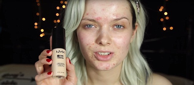 Em begins the demo bare-faced, and starts off by applying NYX