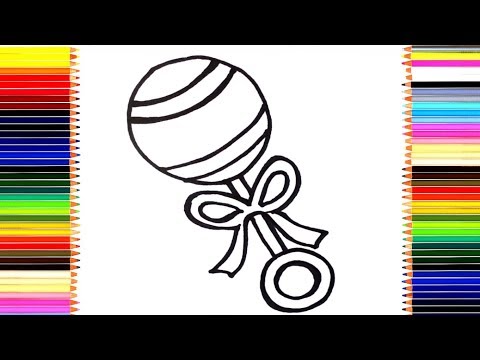 Как нарисовать погремушку /  мультик раскраска детская игрушка для детей / учим цвета