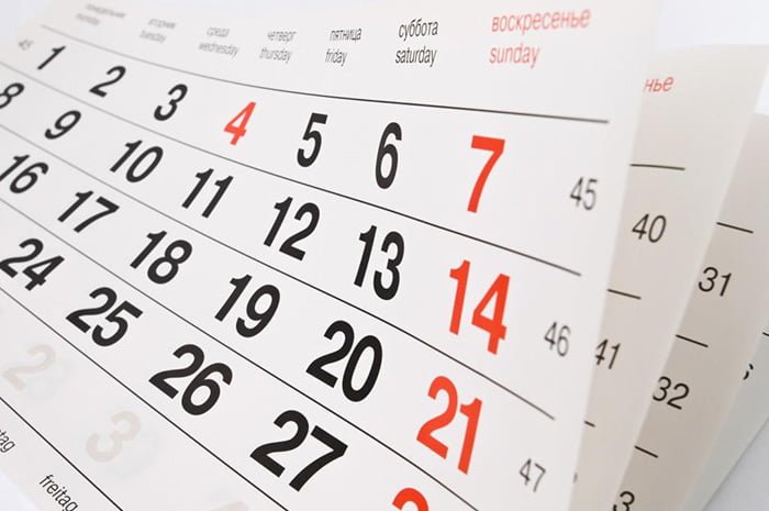 календарь с датами недель