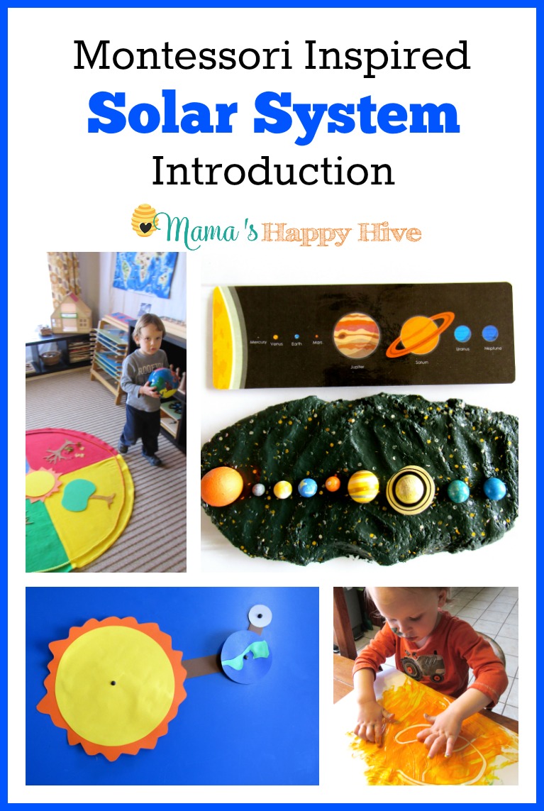 This Montessori Inspired Solar System Introduction unit study includes 8 activities for toddlers or preschoolers to enjoy. This is also part of the 12 Months of Montessori series! - www.mamashappyhive.com